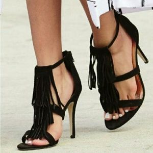 Madden Girl Black Fringes Heels